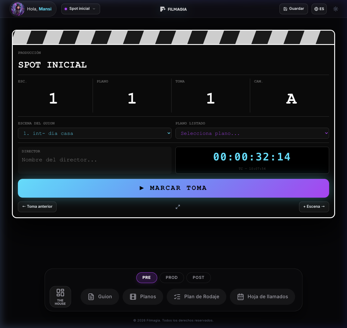 Filmagia - Claqueta digital profesional con timecode en tiempo real